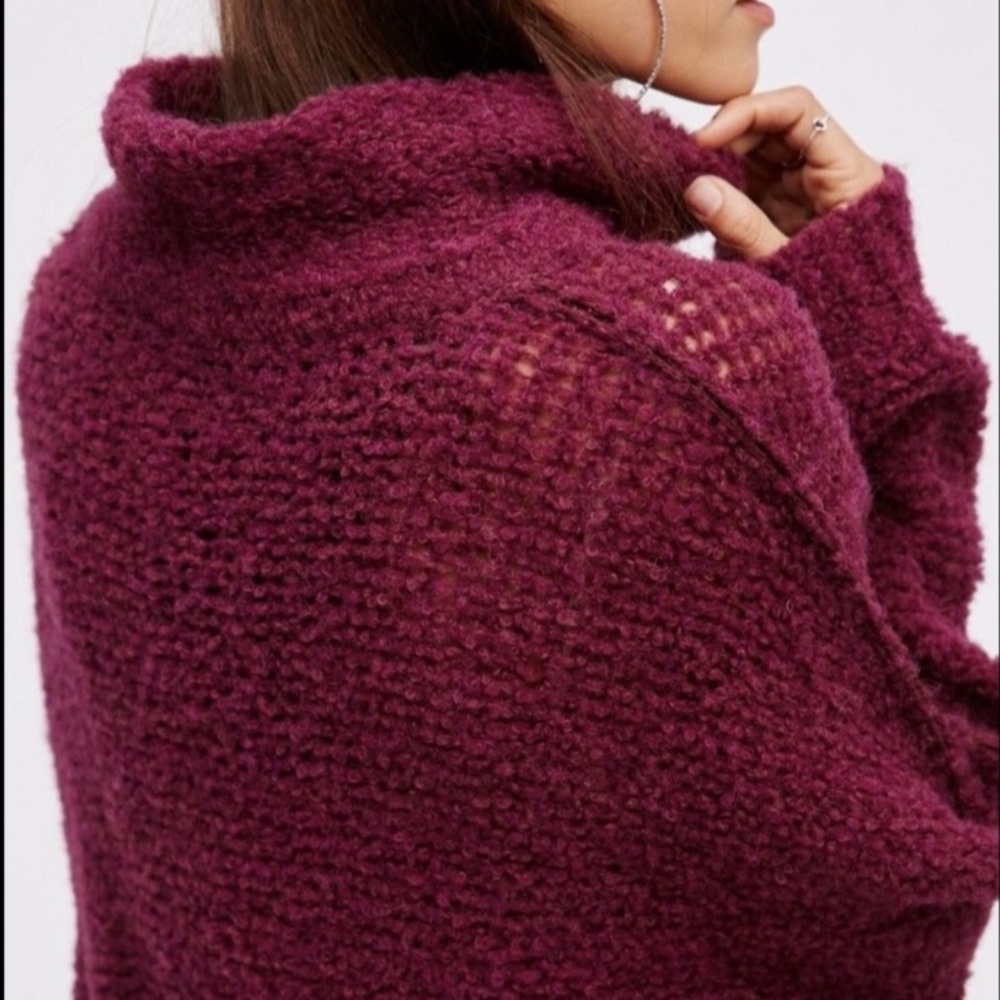 Free people alpaca plum wine oversized turtleneck - Picture 3 of 7
